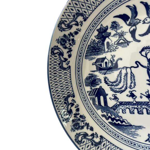 Eaton Fine Dining English Willow 9in Pasta Bowls Blue & White Set of 4 NEW - Picture 10 of 16